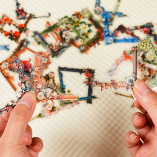 112张三角花边PET贴纸高颜值ins风趣味小清新装 饰贴画diy手机水杯