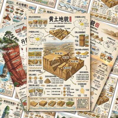 神州大地的神奇地貌贴纸探索峡湾地貌自然风光地理知识科普贴纸