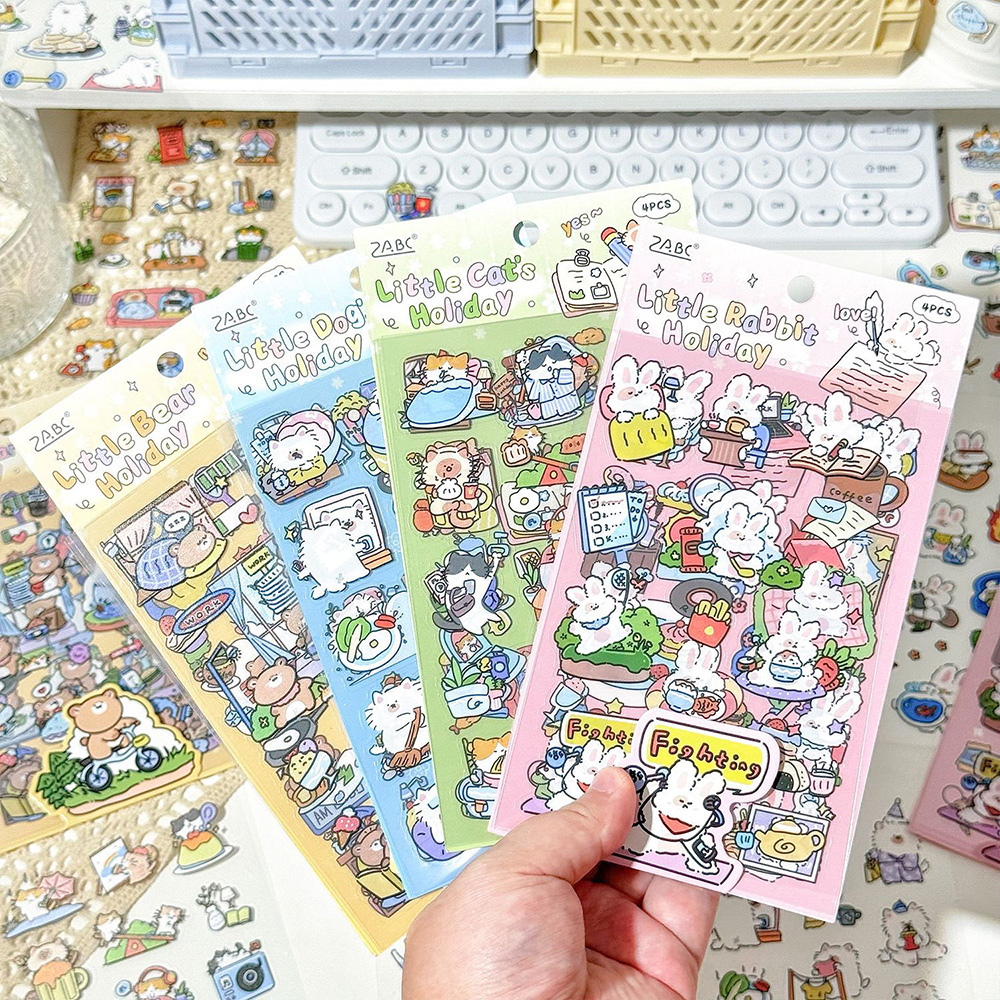 宠物友好日常PET贴纸ins风小清新卡通可爱小动物日常创意拼贴贴画