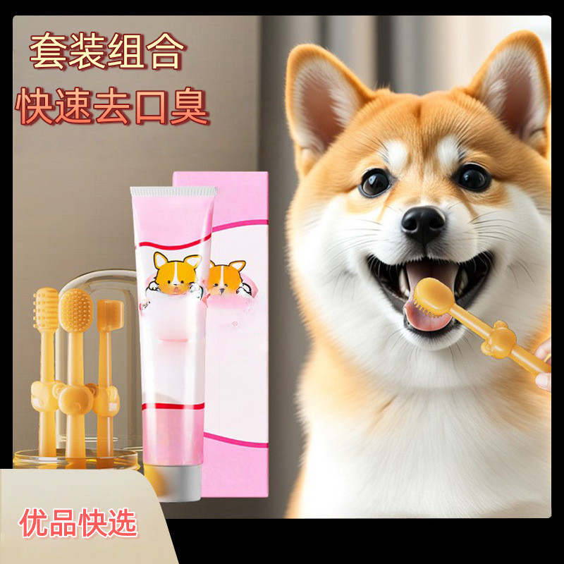 猫狗牙刷牙膏套装去除口臭牙结石