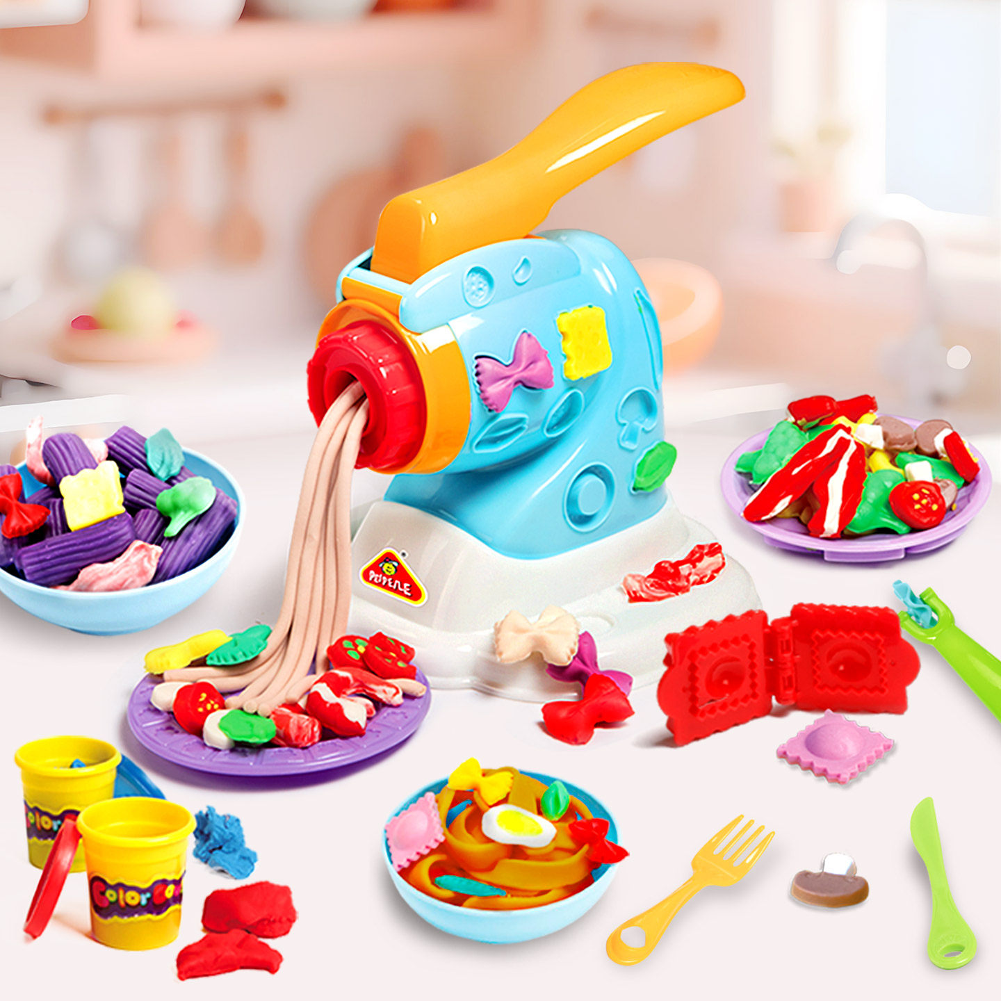 培培乐正品橡皮泥宝宝面条机儿童玩具益智安全小麦彩泥模具套装