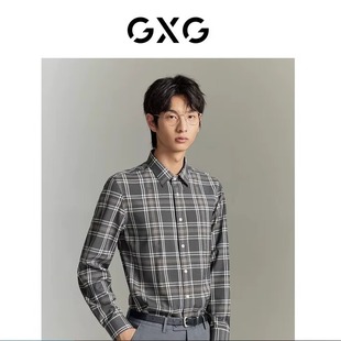 衬衫 GXG男装 衬衣灰白格干练免烫长袖 专柜新品 GE1031028G 秋季