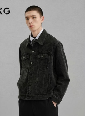 GXG男装 商场同款暗纹提花牛仔夹克通勤外套 24冬新品G24XE84005