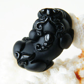 磨砂款 黑曜石貔貅吊坠 天然黑曜石吊坠 水玉冰魄