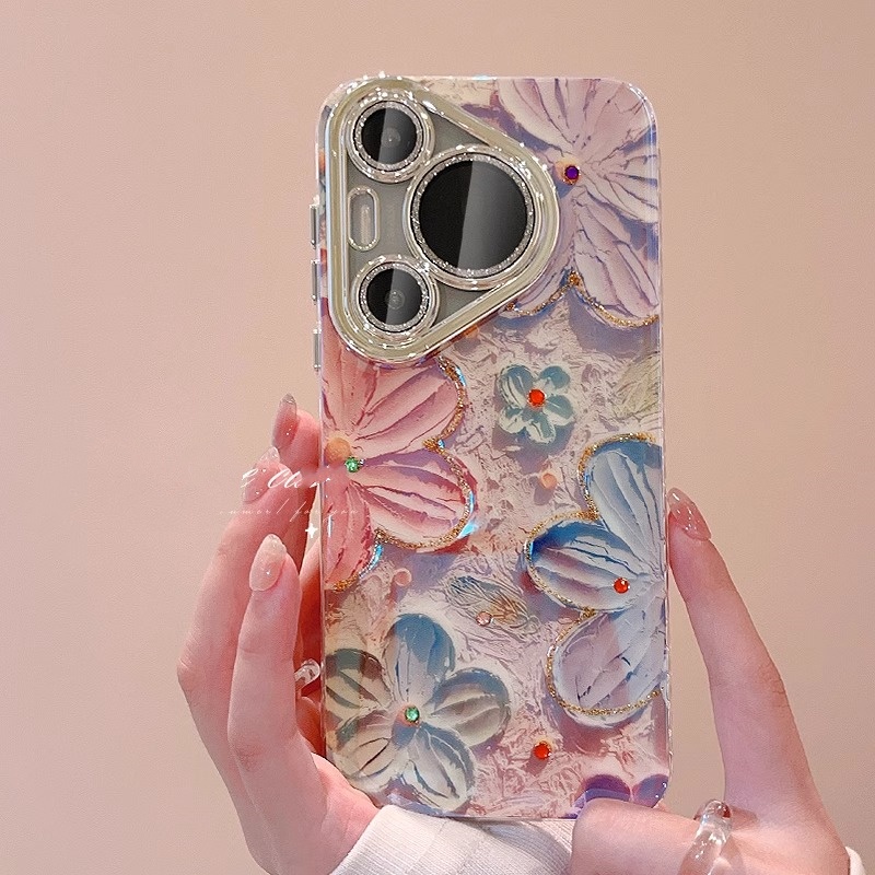 立体油画花朵适用华为pura70pro手机壳2025新款女高级感小众p80带镜头膜华为pura80pro硅胶全包p70防摔保护套