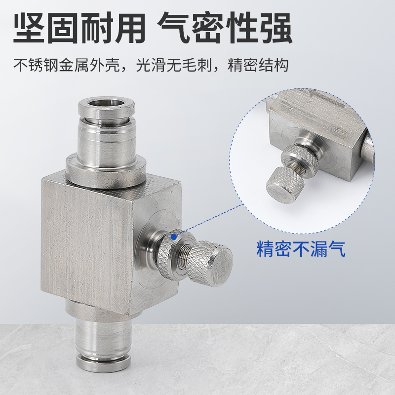 气动气管不锈钢接头LSA4管道节流阀PA6限流SA8调速12流量调节阀10