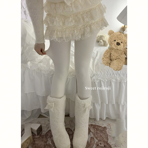 roji奶白色lolita秋冬连裤袜保暖