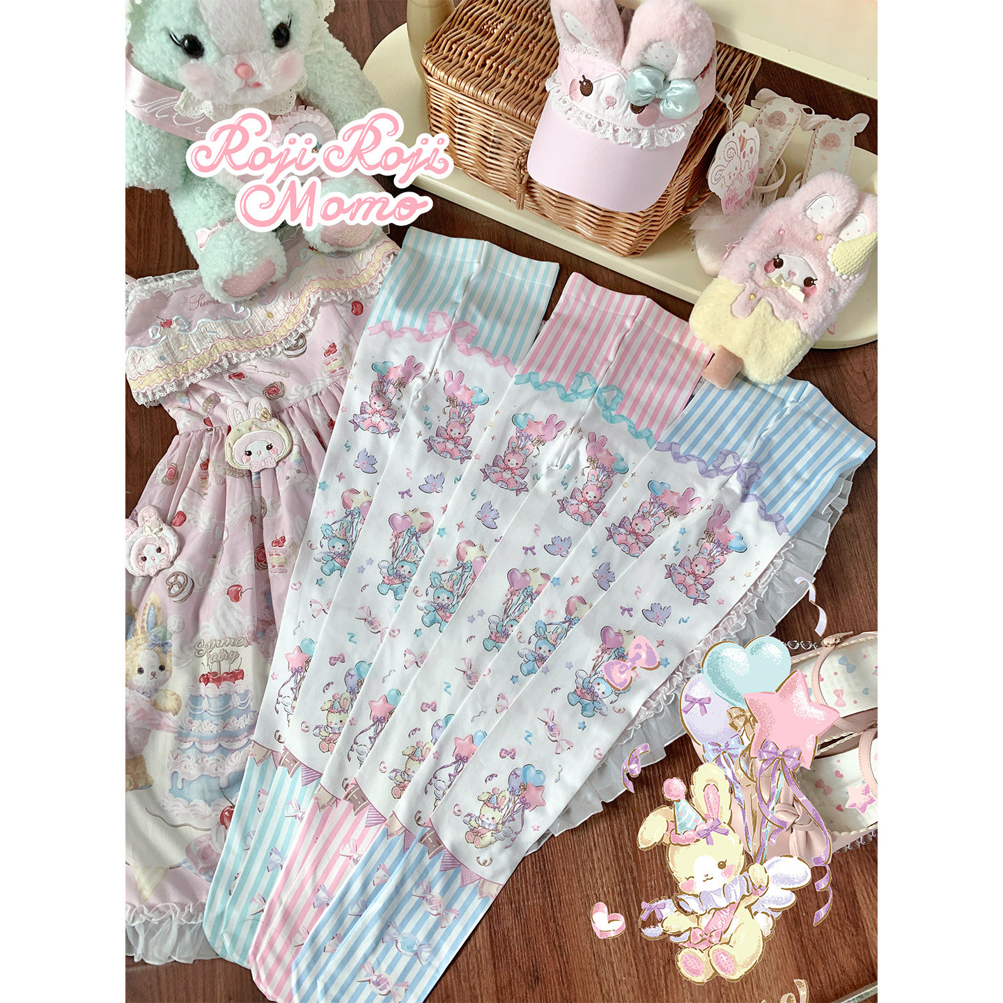 roji联名momo庆典lolita印花袜