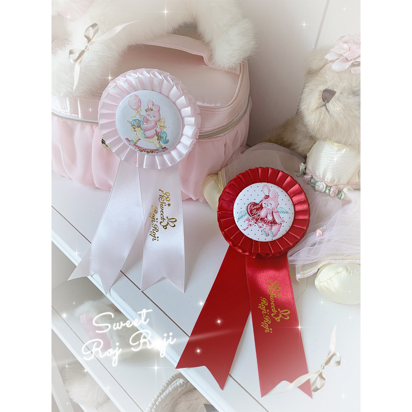 rojiroji原创手作定制缎带胸针花丸徽章lolita吧唧搭配可爱小物