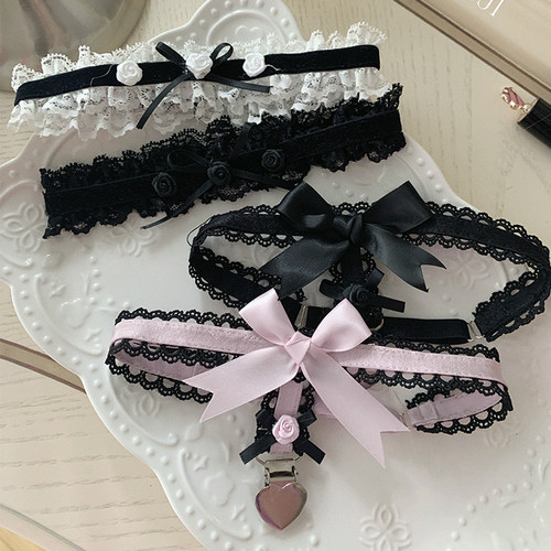 roji袜夹lolita过膝腿环蕾丝