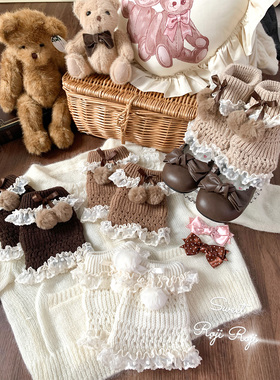 roji原创甜美lolita日系毛球花边羊毛袜套jk少女蝴蝶结腿套堆堆袜