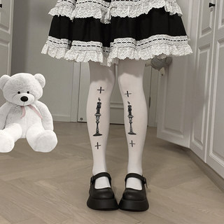 roji祈祷Lolita袜子女春夏80D天鹅绒印花连裤袜洛丽塔甜日系lo袜
