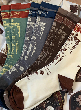 roji午后可可纯棉Lolita袜子女士秋季保暖制服中筒袜厚日系瘦腿袜