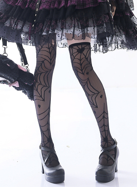 克罗托之心Lolita袜子女夏中筒玻璃丝超薄过膝袜女洛丽塔日系蕾丝