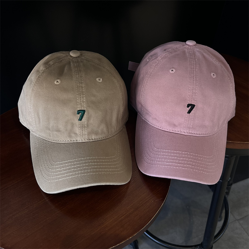 简约刺绣数字7棒球帽显脸小