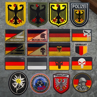 POLIZEI德国国旗臂章军迷士气章彩虹六号布贴GSG-9雪绒花魔术贴章