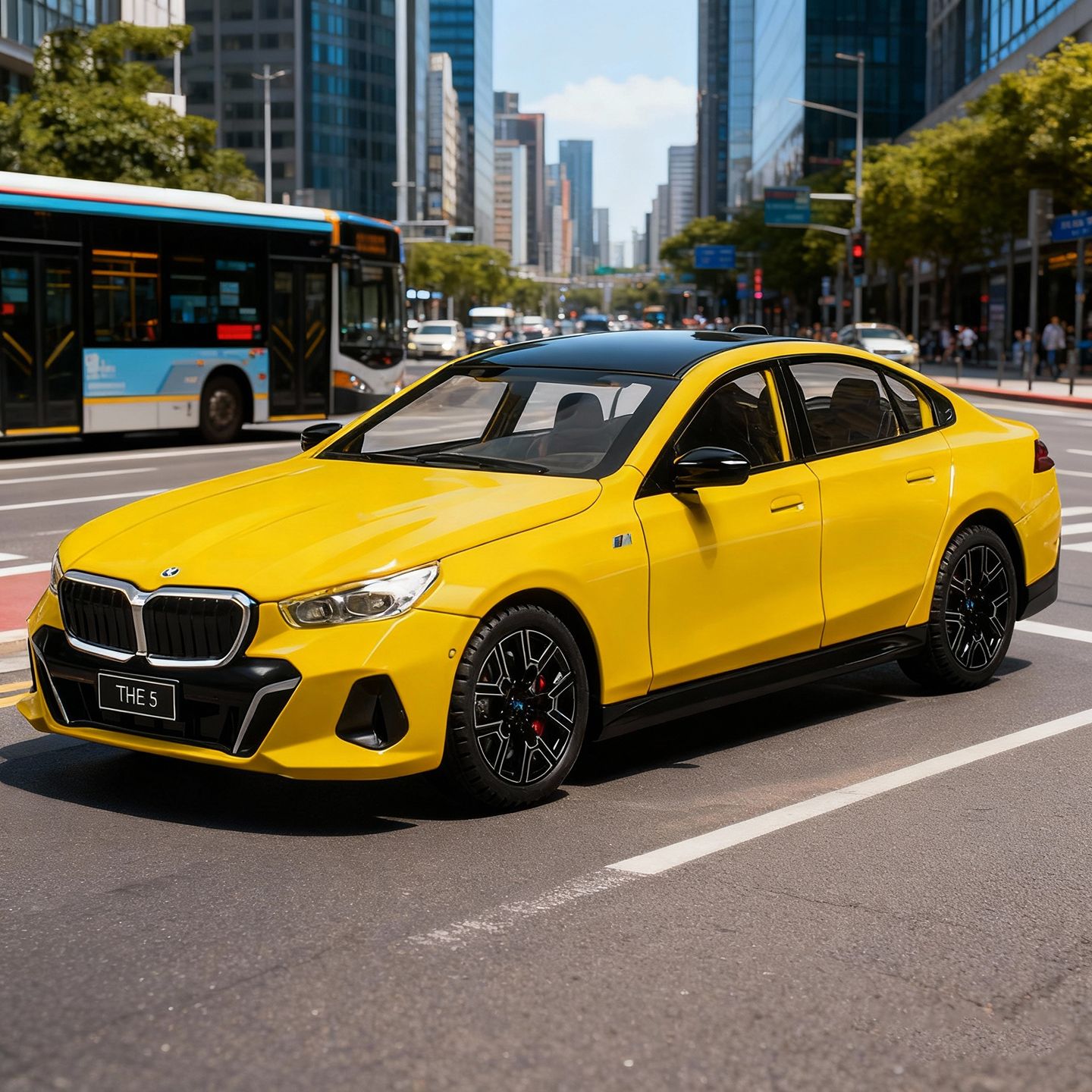 新奥1:24宝马5系520LI六开门转向避震声光回力合金车轿车模型玩具