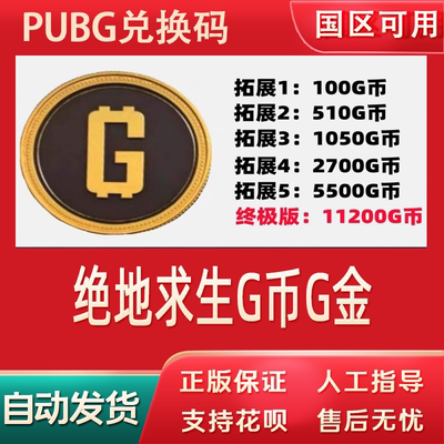 绝地求生G币G金pubg币CDK兑换码货币游戏币点券吃鸡官方gb充值卡