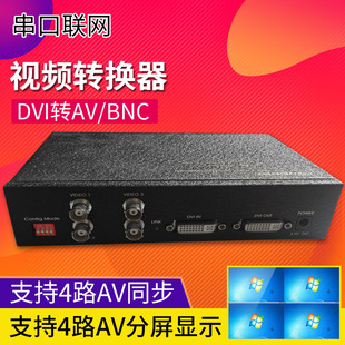 DVI转BNC模拟AV视频高清转换器cvbs支持4画面分割1分4分配器