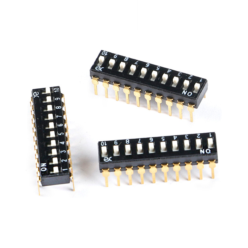 DSIC10LHGET 2.54mm间距10位高推直插拨码开关/拨动编码开关