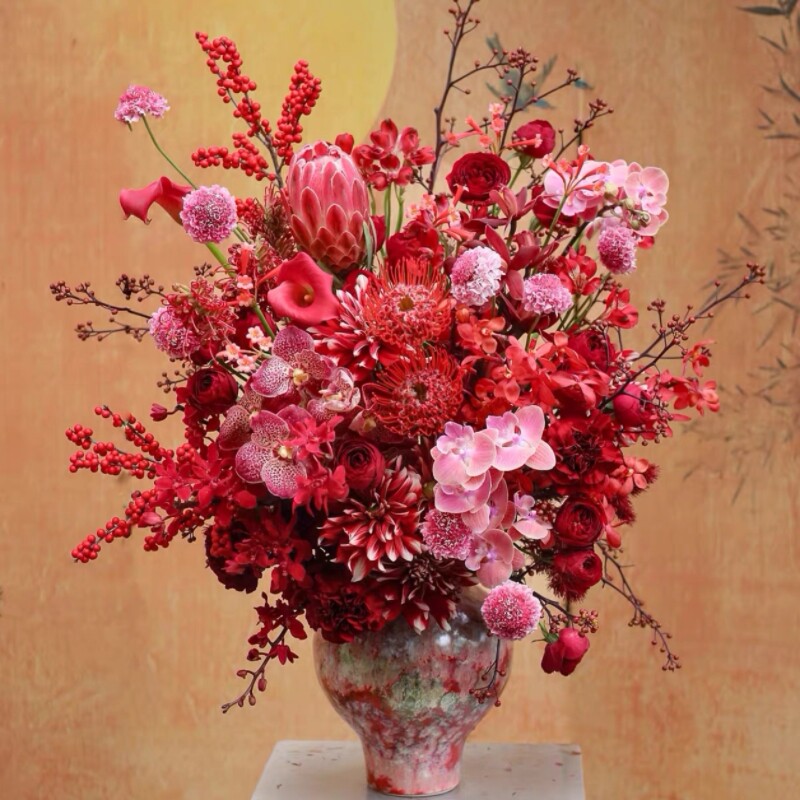 西安同城花店艺术插花送长辈节日祝寿乔迁礼物花礼