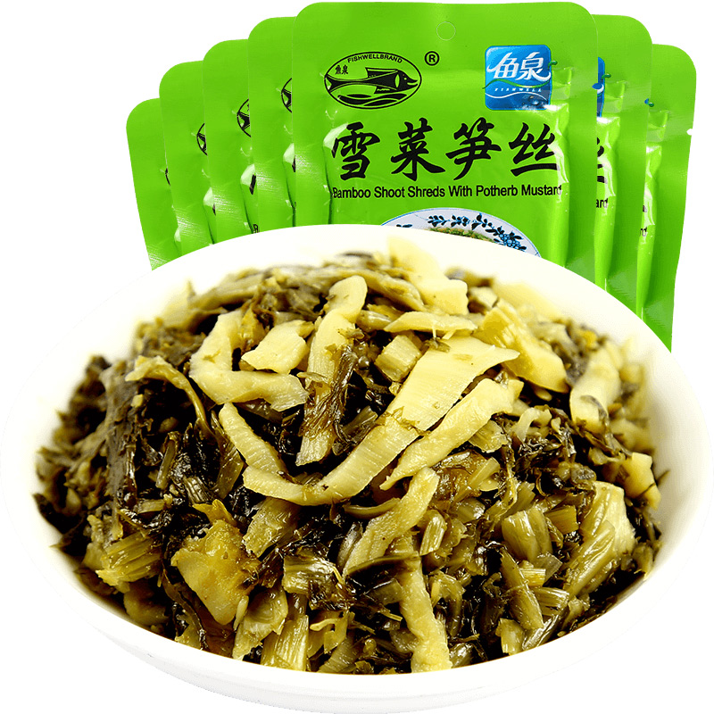 新品重庆特产鱼泉榨菜雪菜笋丝80g*10袋笋丝咸菜佐餐菜袋装即食下