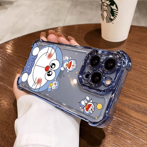 可爱蓝胖子电镀四角防摔手机壳