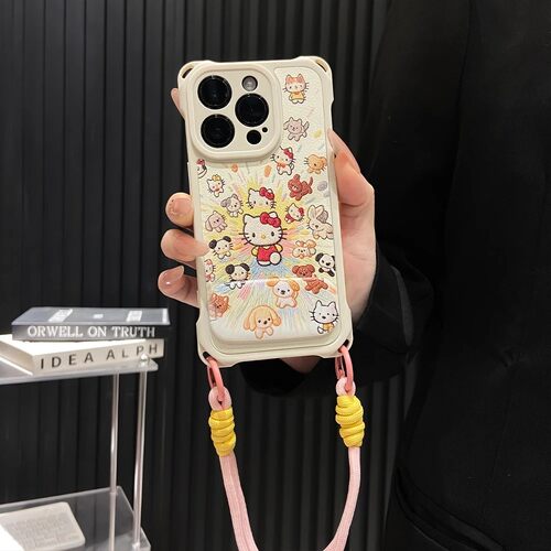 布纹KT狗四角挂绳壳适用于多型号