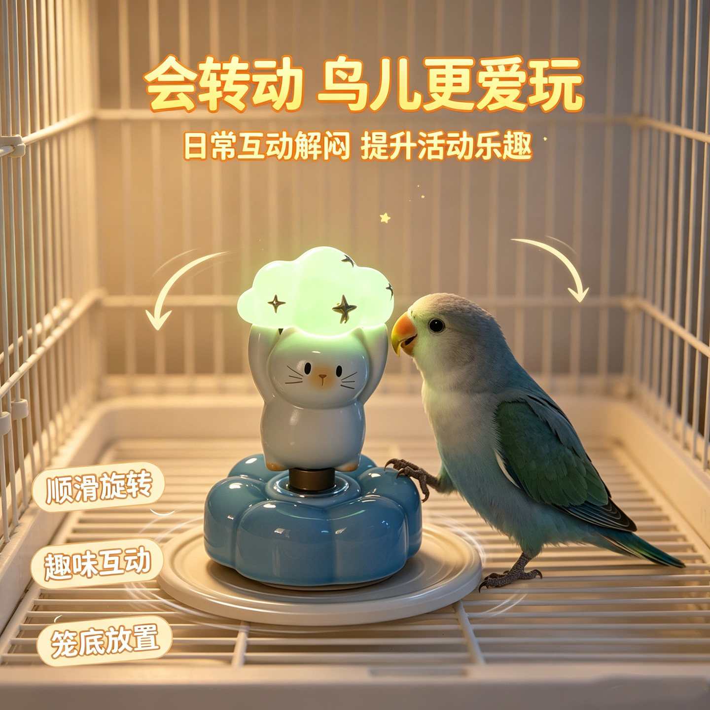 鹦鹉鸟笼夜灯防炸笼陶瓷啃咬玩具