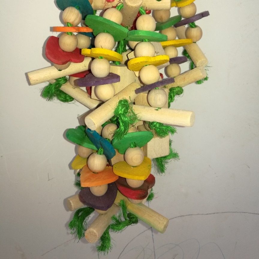 大型鹦鹉玩具木珠木片木块丝瓜络剑麻玩具鹦鹉啃咬磨牙磨爪玩具