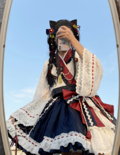 【现货】白雪鸭白雪鹅白切鸭魔法裙子猫lolita 原创和风大裙摆套