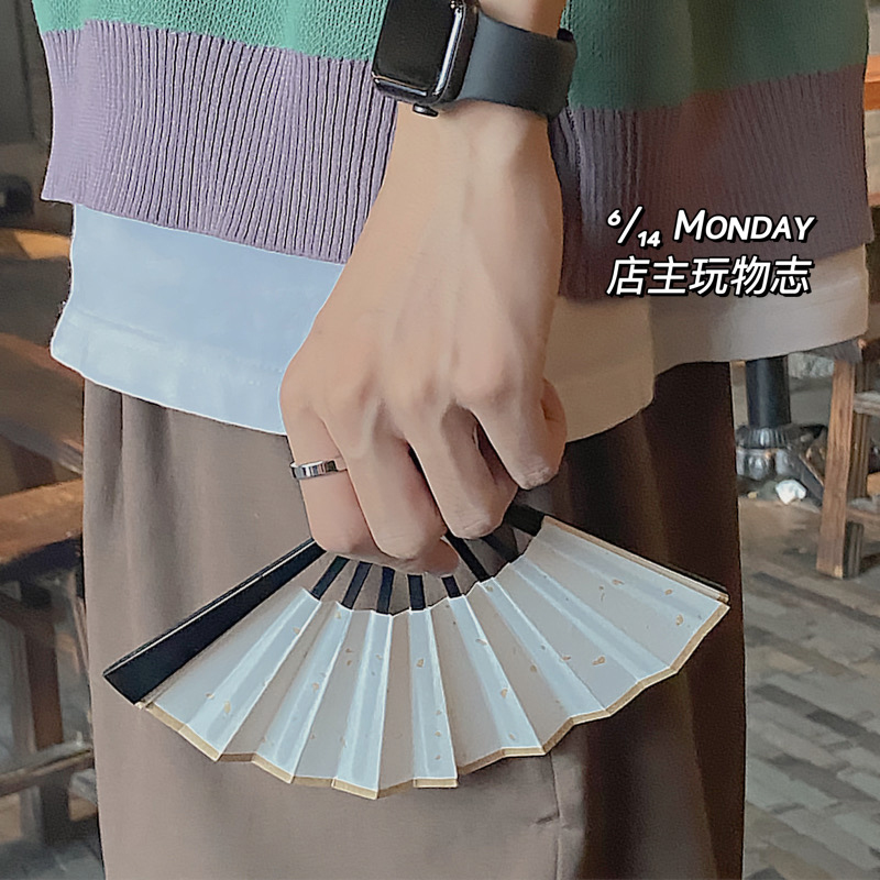 才起集物迷你宣纸洒金面娃娃扇子