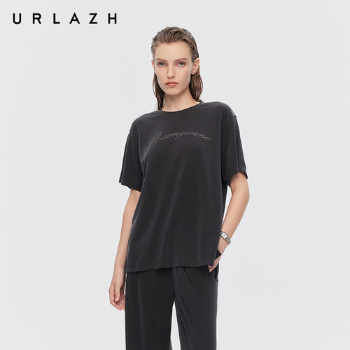 有兰慵懒松弛风烟灰短袖T恤