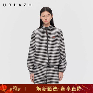 短外套女 复古怀旧通勤风休闲宽松棋盘格长袖 URLAZH有兰春季 新款