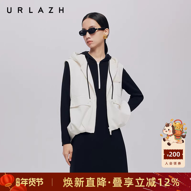 URLAZH有兰秋季新款时尚休闲糯米拼接背心短款马甲无袖连帽外套女,女装/女士精品,马夹,淘宝优惠券,粉丝福利购,淘宝优惠卷