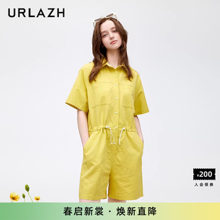 短款 URLAZH有兰春季 新款 复古洋气简约休闲宽松潮酷工装 女 连体裤