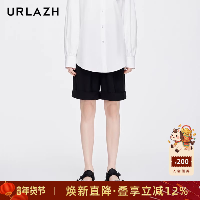 URLAZH有兰新款洋气黑色百搭休闲宽松直筒显瘦西装短裤女,女装/女士精品,西装裤/正装裤,淘宝优惠券,粉丝福利购,淘宝优惠卷