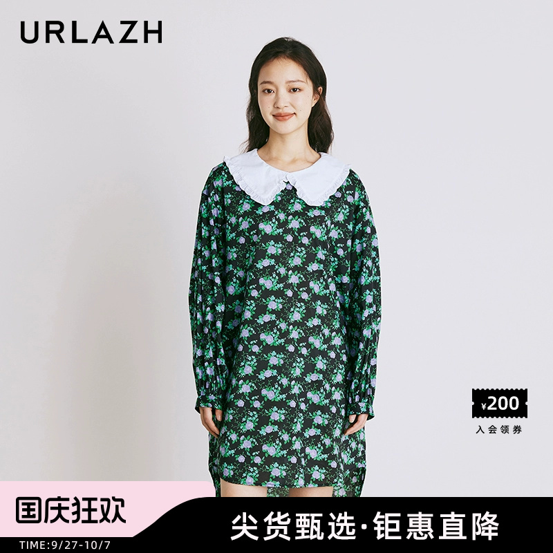 urlazh/有兰娃娃领碎花连衣裙