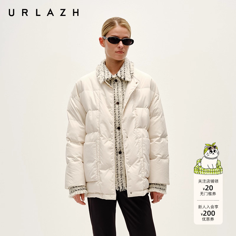 小香风假两件羽绒服外套