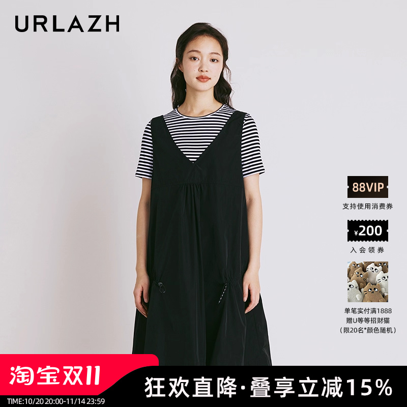 urlazh/有兰黑色休闲连衣裙