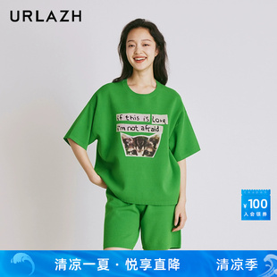 URLAZH有兰新款 女JM2KT02 休闲圆领短袖 针织套衫