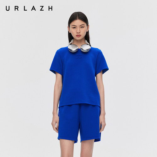 有兰宝蓝休闲简约短袖T恤