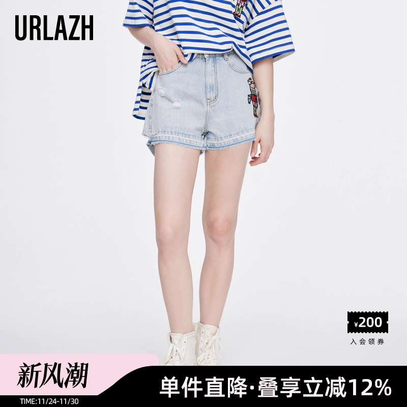URLAZH/有兰复古直筒牛仔短裤