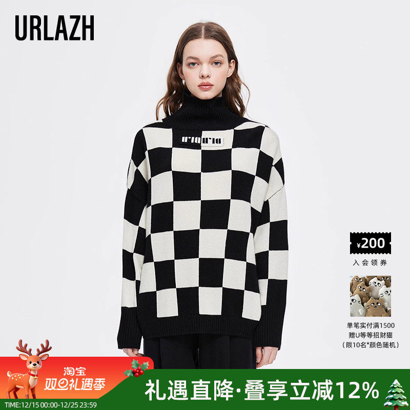 URLAZH/有兰冬季黑色针织衫