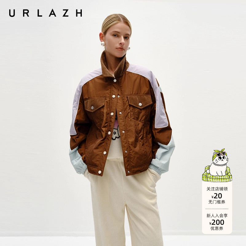 美拉德撞色复古拼色棉服外套