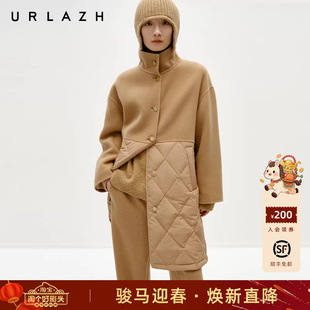 【90%鹅绒】URLAZH有兰冬季新款简约设计感羊毛拼接长款羽绒服女