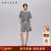 URLAZH有兰秋季 女 黑白条纹简约百搭休闲高腰A字短裤 新款 复古法式