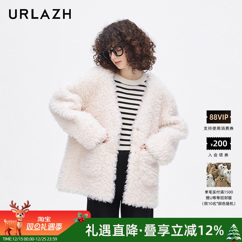 urlazh/有兰毛绒绒毛呢大衣外套