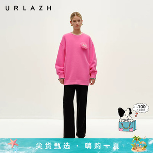 URLAZH有兰冬季新款黑色简约百搭高腰直筒阔腿牙签纹休闲糯米裤女