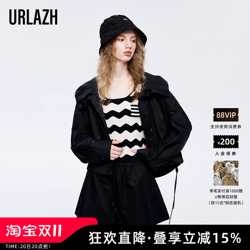 urlazh/有兰黑色连帽外套